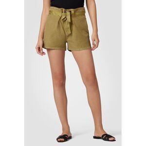 Hudson Jeans Paper-bag Waist Shorts In Green Moss 28